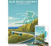 Puzzle da 1000 pezzi per adulti con immagine del Blue Ridge Parkway,design pulito e bordi netti,gioco di logica,gioco di inattività,decorazione natalizia 38x52cm