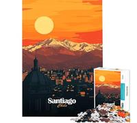 Puzzle da 1000 pezzi per adulti con immagine del tramonto a Santiago del Cile Gioco pratico e coinvolgente per coltivare la pazienza compleanno o come antistress (dimensioni 75x50cm)