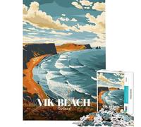 Puzzle da 1000 pezzi per adulti con immagine della spiaggia di Vik Islanda poster di viaggio Difficile e stimolante un'opera d'arte gioco educativo adatto a persone dai 14 anni in su (50x75cm)