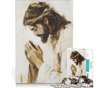 Puzzle da 1000 pezzi per adulti con immagine di Gesù Cristo in preghiera gioco rompicapo difficile compleanno e Natale 50x75cm