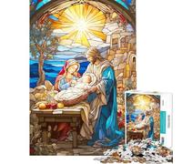 Puzzle da 1000 pezzi per adulti con immagine di Gesù in vetro colorato ideale per ragazzi antistress divertente e umoristico perfetto per attività da fare a casa (dimensioni 38x52cm)