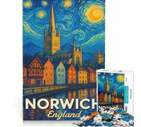Puzzle da 1000 pezzi per adulti con immagine di Norwich Inghilterra poster di viaggio gioco educativo analisi e logica sfida unica 50x75cm