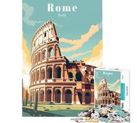 Puzzle da 1000 pezzi per adulti con immagine di Roma Italia poster di viaggio Giocattolo avvincente per coltivare la pazienza gioco educativo attività per famiglie opera d'arte regalo (38x26cm)