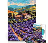 Puzzle da 1000 pezzi per adulti con immagine di un campo di lavanda e una villa toscana,stile astratto e minimalista,taglio perfetto,divertente gioco di concentrazione,regalo gratuito per compleanno