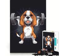 Puzzle da 1000 pezzi per adulti con immagine di un cane Beagle,decorazione da parete ideale per il relax e la concentrazione,con scena natalizia (38x52cm)