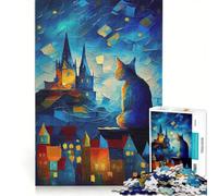 Puzzle da 1000 pezzi per adulti con immagine di un gatto classico, gioco educativo, analisi e logica, regalo per donne 50x75cm