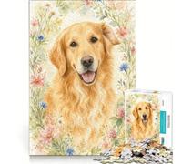 Puzzle da 1000 pezzi per adulti con immagine di un golden retriever ad acquerello gioco educativo di analisi e logica regalo di compleanno regalo di viaggio 38x52cm