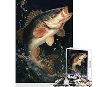 Puzzle da 1000 pezzi per adulti con immagine di un persico trota che salta gioco rilassante analisi e logica giocattolo educativo antistress intellettuale (50x75cm)