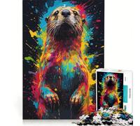 Puzzle da 1000 pezzi per adulti con immagine di una lontra divertente stimolante per l'analisi e la logica ideale per decorare la scrivania 38x52cm