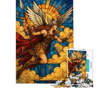 Puzzle da 1000 pezzi per adulti con immagine di una valchiria in vetro colorato puzzle per ragazzi che migliorano la memoria sfida educativa gioco unico 38x26cm