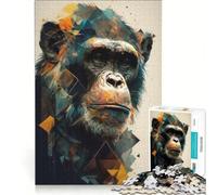 Puzzle da 1000 pezzi per adulti con immagine di uno scimpanzé, gioco pratico, antistress, ideale come regalo per tutta la famiglia 38x52cm