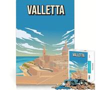 Puzzle da 1000 pezzi per adulti con immagine di Valletta Malta poster di viaggio vintage gioco di squadra divertente regalo per la mente gioco accogliente regalo di Natale per il tempo libero