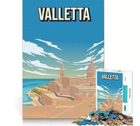 Puzzle da 1000 pezzi per adulti con immagine di Valletta, Malta, poster di viaggio vintage, incastro preciso, gioco di logica, divertimento assicurato, regalo di compleanno (50x75cm)
