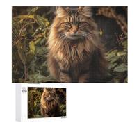 Puzzle da 1000 pezzi per adulti con immagine personalizzata gatto seduto nel cespuglio, puzzle in legno personalizzato per famiglia, compleanno, matrimonio, serate di gioco, regali animali puzzle