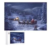Puzzle da 1000 pezzi per adulti con immagine personalizzata Notte della neve Babbo Natale e cervo Puzzle in legno personalizzato per famiglia, compleanno, matrimonio, serate di gioco, regali animali
