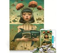 Puzzle da 1000 pezzi per adulti con immagine vintage di una ragazza carina gioco impossibile decorazione per la casa ideale come regalo per tutta la famiglia 50x75cm