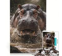 Puzzle da 1000 pezzi per adulti con ippopotamo gioco divertente interazione genitore-figlio ogni pezzo è unico 50x75cm