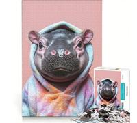 Puzzle da 1000 pezzi per adulti con ippopotamo in felpa tie-dye gioco impossibile interazione genitore-figlio lista dei desideri con Babbo Natale 50x75cm