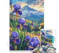 Puzzle da 1000 pezzi per adulti con iris e cime di montagna, gioco educativo, allena la mente e la mano, migliora l'amore tra le coppie 38x52cm