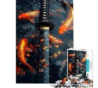 Puzzle da 1000 pezzi per adulti con katana e pesci koi nell'acqua Gioco interattivo per adulti ideale come regalo per donne o per tutta la famiglia (dimensioni 50x75cm)