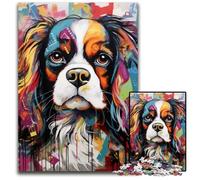Puzzle da 1000 pezzi per adulti con King Charles Spaniel e graffiti, gioco per adulti, regalo per famiglie, gioco interattivo, sfida per la mente, 26X38CM/10,23x14,96 pollici