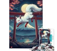 Puzzle da 1000 pezzi per adulti con Kitsune che salta attraverso il cancello Torii gioco educativo e stimolante ideale per la decorazione della casa e come regalo di Babbo Natale segreto (50x75cm)