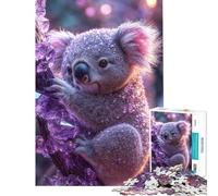 Puzzle da 1000 pezzi per adulti con koala e cristalli viola Puzzle antistress per adulti ideale come regalo di compleanno o per tutta la famiglia (dimensioni 50x75cm)