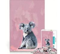 Puzzle da 1000 pezzi per adulti con koala su sfondo rosa gioco rilassante assemblaggio di figure lista dei desideri con Babbo Natale 50x75cm