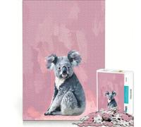 Puzzle da 1000 pezzi per adulti con koala su sfondo rosa gioco rilassante decorazione per la casa ideale come regalo per tutta la famiglia 38x52cm