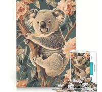 Puzzle da 1000 pezzi per adulti con koala su un albero fiorito giocattolo fai da te assemblaggio di modelli collezione d'artista belle arti 50x75cm