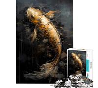 Puzzle da 1000 pezzi per adulti con koi e castello incantato gioco rilassante ed educativo ideale come regalo per donne (dimensioni 38x26cm)