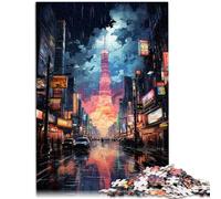 Puzzle da 1000 pezzi per adulti con la città al neon di Tokyo compito di pensiero per tutta la famiglia, adatto per bambini e ragazzi dai 14 anni in su, 26 x 38 cm