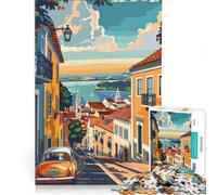 Puzzle da 1000 pezzi per adulti con la città di Lisbona Portogallo gioco per famiglie interazione genitore-figlio compleanno e Natale 38x26cm