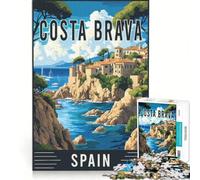 Puzzle da 1000 pezzi per adulti con la Costa Brava in Spagna, gioco interattivo, interazione genitore-figlio, ideale come regalo per tutta la famiglia 38x52cm
