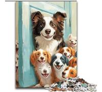Puzzle da 1000 pezzi per adulti con la famiglia Border Collie, 26x38cm, regalo perfetto per la festa della mamma, compleanni e Natale