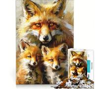 Puzzle da 1000 pezzi per adulti con la famiglia di volpi, gioco educativo, difficile, ideale come regalo di compleanno o per occasioni speciali 38x26cm