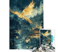 Puzzle da 1000 pezzi per adulti con la Fenice Dorata sopra un Tempio Giapponese gioco intellettuale educativo divertente e spiritoso ideale come regalo di Babbo Natale segreto (dimensioni 50x75cm)