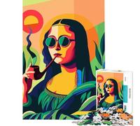 Puzzle da 1000 pezzi per adulti con la Gioconda che fuma la pipa gioco rompicapo giocattolo educativo regalo di compleanno analisi e logica (dimensioni 38x26cm)
