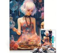 Puzzle da 1000 pezzi per adulti con la ragazza alchimista e i teschi, gioco pratico, migliora la memoria, ideale come regalo per tutta la famiglia 50x75cm