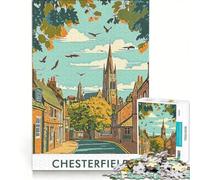 Puzzle da 1000 pezzi per adulti con la scena della città di Chesterfield, gioco rompicapo, attività per famiglie, compleanno e Natale 50x75cm