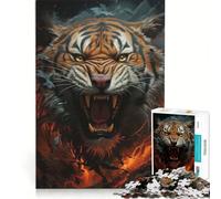 Puzzle da 1000 pezzi per adulti con la tigre arrabbiata, gioco impossibile, sfida difficile, per rafforzare l'amore tra le coppie 38x26cm