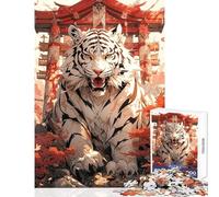 Puzzle da 1000 pezzi per adulti con la tigre bianca guardiana giochi rilassanti decorazione per la casa giocattoli antistress lista dei desideri con Babbo Natale (38x52cm)