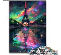 Puzzle da 1000 pezzi per adulti con la Torre Eiffel colorata in legno, perfetto come decorazione fai da te o regalo di compleanno 50x75cm per compleanni, feste e occasioni speciali