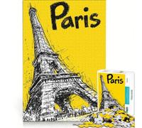 Puzzle da 1000 pezzi per adulti con la Torre Eiffel di Parigi, disegno giallo, gioco per famiglie, allena la mente e la manualità, ideale come regalo per tutta la famiglia 38x52cm