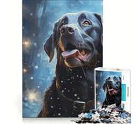 Puzzle da 1000 pezzi per adulti con Labrador nero in inverno, gioco per famiglie, difficile e stimolante, regalo di compleanno e originale 38x52cm