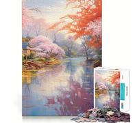 Puzzle da 1000 pezzi per adulti con lago di ciliegi in fiore,decorazione pulita e adatta,gioco per esercizi mentali,momento di relax,divertimento per il compleanno (38x26cm)