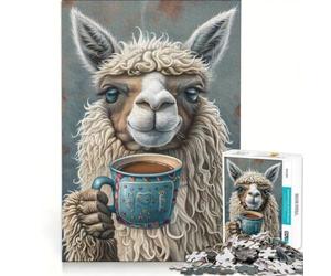 Puzzle da 1000 pezzi per adulti con lama che si gode una pausa caffè ideale per giochi in famiglia per passare il tempo durante le vacanze a casa compleanni e Natale 38x26cm