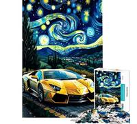 Puzzle da 1000 pezzi per adulti con Lamborghini Reventon sotto una notte stellata Aiuta ad allenare la mente è un'attività per tutta la famiglia e un gioco educativo adatto a partire dai 14 anni