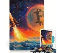 Puzzle da 1000 pezzi per adulti con lancio di razzo Bitcoin,Perfect Edge Play,gioco cognitivo,regalo,gioco di ozio,attività per compleanno (38x52cm)