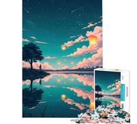 Puzzle da 1000 pezzi per adulti con lanterne nel cielo notturno e lago ideale per compleanni Natale e divertimento in famiglia Giocattolo antistress per ragazzi dai 14 anni in su 38x52cm